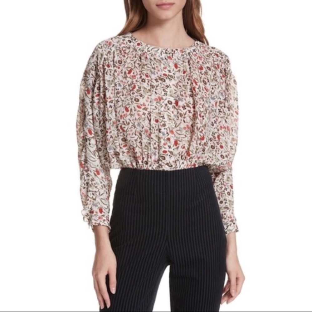 Frame Denim Floral Print Silk Blouse